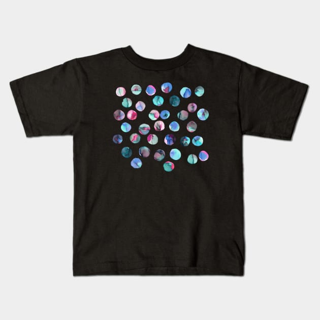 Colorful Ink Dots Pink blue navy Kids T-Shirt by ninoladesign